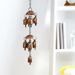Unravel India Golden Copper Windchime - Set of 1-image-93