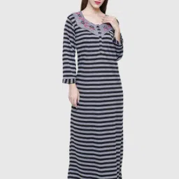 Secret Wish Grey Stripes Night Dress-39