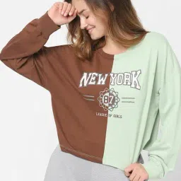 Vero Moda Brown & Green Graphic Print Sweatshirt-picture-13