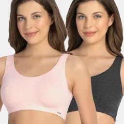 Amante Grey & Pink Textured Full Coverage Full Coverage Bra (Pack Of 2)-picture-4
