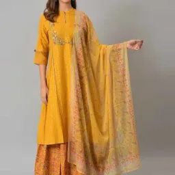 W Mustard Printed Dupatta-picture-15