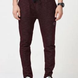 Masculino Latino Maroon Cotton Regular Fit Heathered Trackpants-image-86