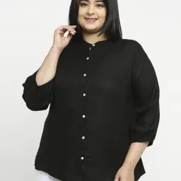 Style Quotient Plus Women Solid Black Viscose Rayon Formal Shirt-image-57