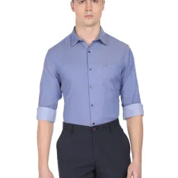 Arrow Blue Cotton Slim Fit Herringbone Shirt-picture-24