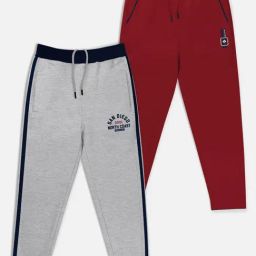 HELLCAT Maroon & Grey Solid Trackpants (Pack Of 2)-image-1