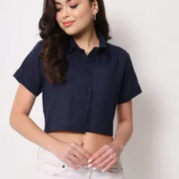 Trend Arrest Navy Cotton Regular Fit Shirt-17