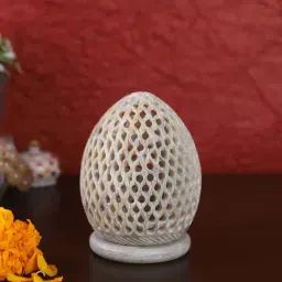 Aapno Rajasthan White Soapstone Jaal Tealight Holder-12