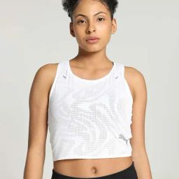 Puma White Self Pattern Sports Cropped Tank Top-picture-6