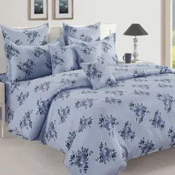Swayam Blue Cotton Floral King Bed Sheets 2 Pillow Covers-image-60
