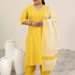 Extra Love By Libas Yellow Ethnic Motifs Suit Set-image-34