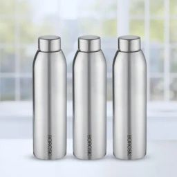 ?Borosil Water Bottle with Single Wall & Leakproof Set of 3 (Silver, ?750 ml)-19