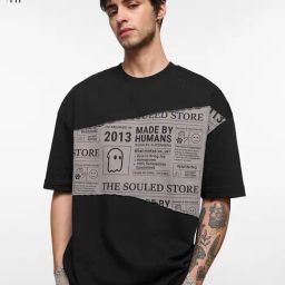 The Souled Store Black Loose Fit Printed T-Shirt-image-82