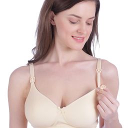 Bralux Beige Solid Non-Wired Heavily Padded Maternity Bra Bralux-BlossamFeedingBra-picture-46