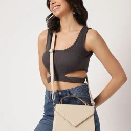 Fastrack White Faux Leather Solid Satchel Handbag-image-28