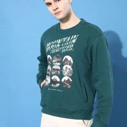 Difference of Opinion Teal Loose Fit Printed Sweatshirt-picture-48