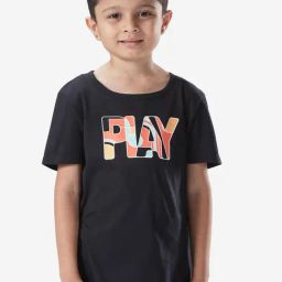 DOMYOS By Decathlon Kids Black Printed T-Shirt-image-79