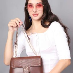 Carlton London Brown Textured Medium Sling Handbag-image-23