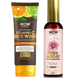 WOW SKIN SCIENCE Set of Vitamin C Face Wash with Himalayan Rose Water Toner - 100 ml Each image 1