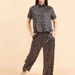 Sweet Dreams Black Printed Shirt Pyjama Set-image-15