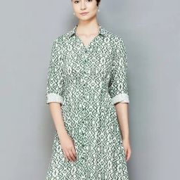 Fame Forever by Lifestyle White & Green Printed Shirt Dress-picture-35