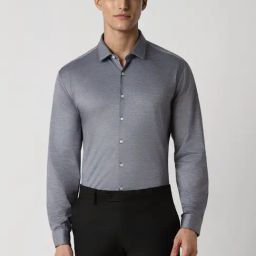 Van Heusen Grey Cotton Slim Fit Texture Shirt-image-93