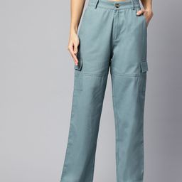 Popnetic High-Rise Pure Cotton Cargo Trousers-image-6