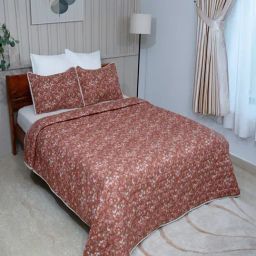 modern threads Modern Thread Queen Size Coral Quilted Bedspread with Set of 2 Pillow Shams image 3