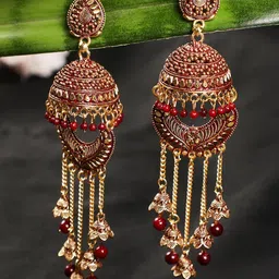 Jazz and Sizzle Gold Plated Dome Shaped Jhumkas-16