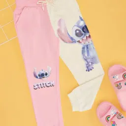 Pantaloons Junior Girls Almond Blossom & White Cotton Color Block Track Bottoms & Joggers-image-99