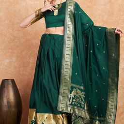 MANVAA Semi-Stitched Lehenga & Unstitched Blouse With Dupatta-image-1