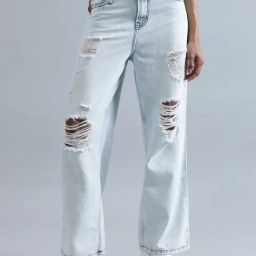 Bene Kleed Light Blue Cotton Distressed Relaxed Fit Mid Rise Jeans-picture-8