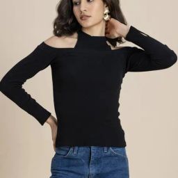 Moomaya Black Slim Fit Top-picture-35
