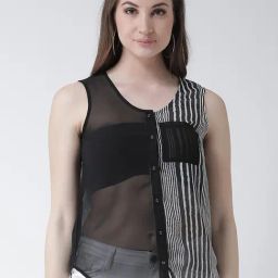 KASSUALLY Black & White Striped Shirt-42