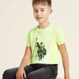 U.S. Polo Assn. Boys Green Cotton Printed T-Shirt-picture-36