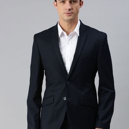 Park Avenue Men Navy Blue Super Slim Fit Solid Single-Breasted Formal Blazer-44