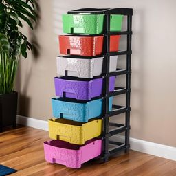 Kuber Industries Black & Green 7-Tier Cabinet Drawer Organiser-56