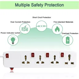 Fedus 4 m Switch Board Extension with Long Wire (4 Socket 4 Switch) image 4