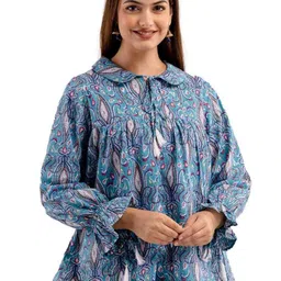DMP FASHION Print Tie-Up Neck Cotton Top-picture-20