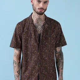 SHOWOFF Men Comfort Relaxed Fit Abstract Printed Cuban Collar Cotton Casual Shirt-image-80