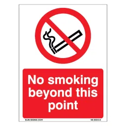 SUNSIGNS No Smoking beyond this point Signage Size 150x200 mm HP Print + Vinyl + Sun Board, SS0234-image-91