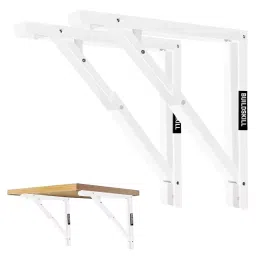 BUILDSKILL 24 inch Folding Shelf Bracket Heavy-Duty Wall Mount Folding Table White, BSB24WH-30