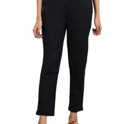 W Black Cotton Mid Rise Trousers-picture-40