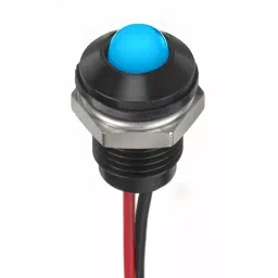 RS PRO Blue Panel Mount Indicator 24V DC, Mounting Hole Size 8 mm, Termination Type Lead Wires, IP Rating IP67, Model No 1329141-7