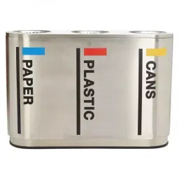 Grassland Trio Color Coded Dustbin Stainless Steel 20 L Each (Total 60 L Capacity), 100435B-10