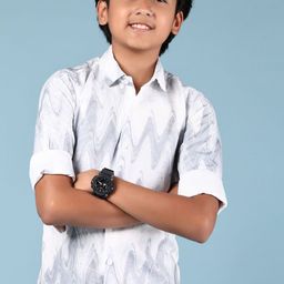 V-Mart Boys Chevron Printed Spread Collar Cotton Casual Shirt-image-36