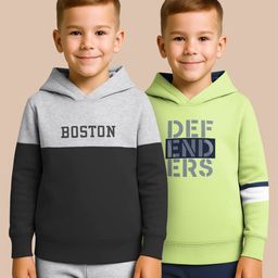 HELLCAT Boys Pack Of 2 Typography Printed Hooded Long Sleeves Sweatshirt-image-29