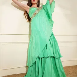 MILU MADAN Embroidered Beads and Stones Silk Crepe-picture-7