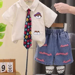 INCLUD Boys Printed Short Sleeves Shirt With Shorts-image-53