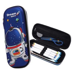 Syga Unicorn & Alien Pencil Case Pouch Portable Multifunction Pen Bag with Compartments - Blue-picture-21