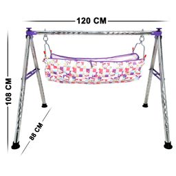 Aamivi CR112 Baby Swing Indian Style Baby Swing Baby Cradle Baby Shower Gift Best Ghodiyu for Traveling- Sliver & Purple-image-55